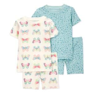 Nwt 2 Pair Carter's Pajama Sets Floral & Butterfly Girl's Size 3t